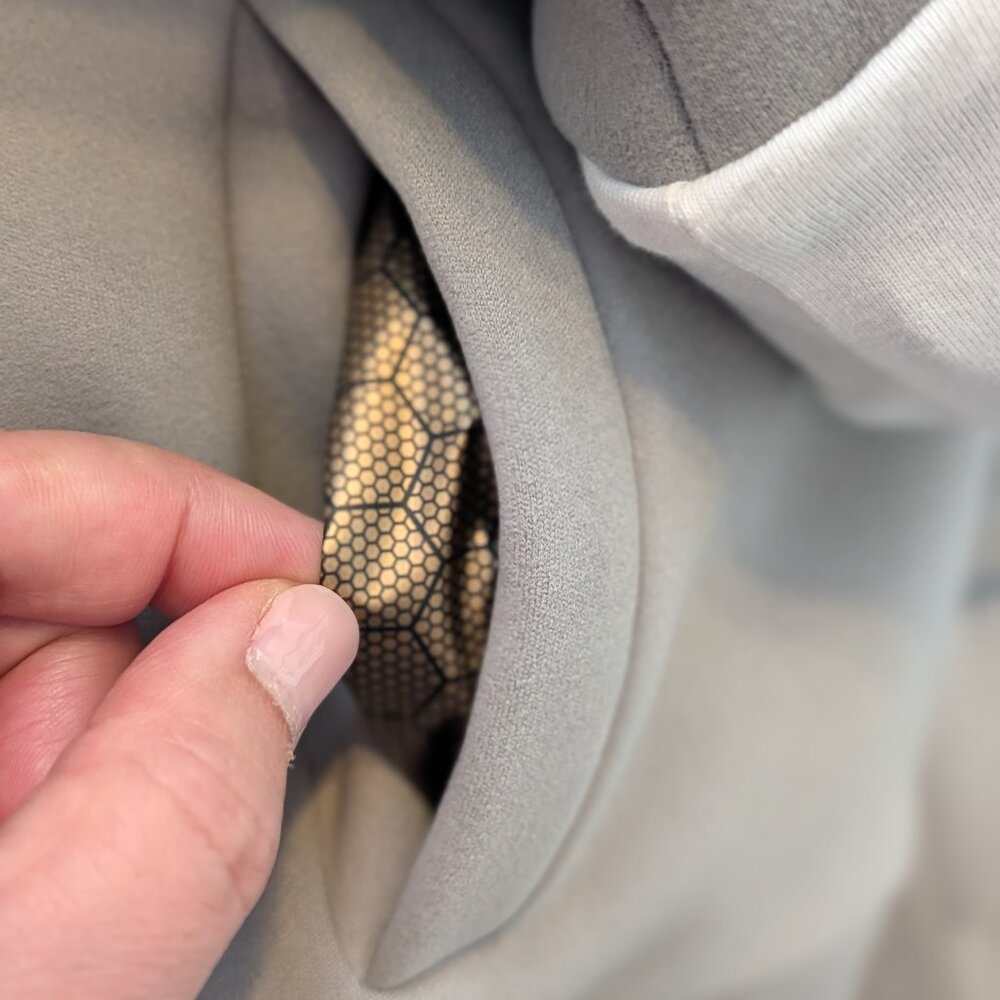K-Style Oversized Scuba Zip-Up Hoodie - Gray with Gold Honeycomb Lining - Size M - Picture 8 of 9